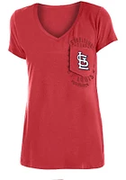 New Era St Louis Cardinals Womens Red Pigment Dye Short Sleeve T-Shirt