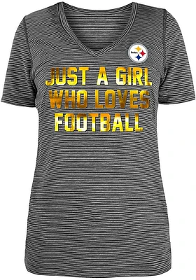 New Era Pittsburgh Steelers Womens Black Space Dye Pattern Short Sleeve T-Shirt