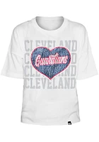 New Era Cleveland Guardians Girls White Flip Sequin Heart Short Sleeve Fashion T-Shirt