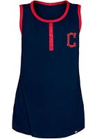 New Era Cleveland Guardians Girls Navy Blue Glitter Short Sleeve Tank Top
