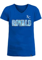 New Era Kansas City Royals Girls Blue Flip Sequin Short Sleeve Fashion T-Shirt