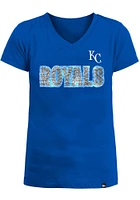 New Era Kansas City Royals Girls Blue Flip Sequin Short Sleeve Fashion T-Shirt