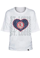 New Era St Louis Cardinals Girls White Flip Sequin Heart Short Sleeve Fashion T-Shirt