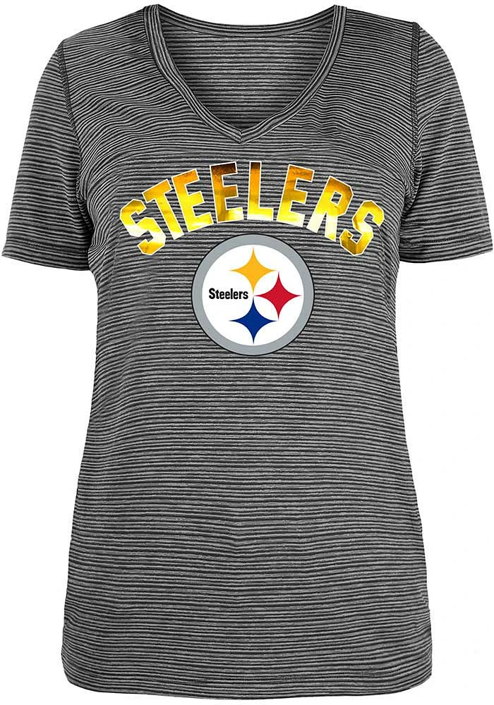 New Era Pittsburgh Steelers Womens Black Space Dye Design Short Sleeve T-Shirt