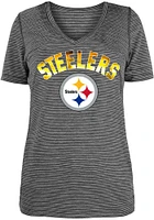 New Era Pittsburgh Steelers Womens Black Space Dye Design Short Sleeve T-Shirt