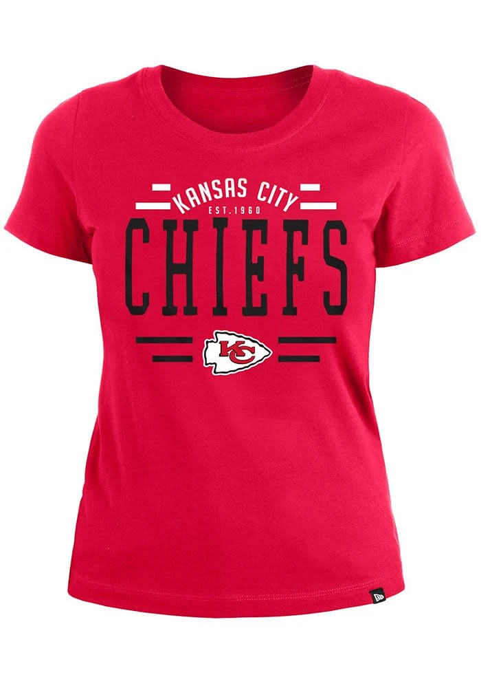 New Era Kansas City Chiefs Womens Red Brushed Short Sleeve T-Shirt