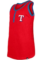 New Era Texas Rangers Girls Red Glitter Short Sleeve Tank Top