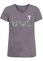 New Era Texas Rangers Girls Grey Flip Sequin Short Sleeve Fashion T-Shirt