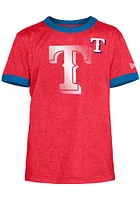 New Era Texas Rangers Youth Red Team Ringer Short Sleeve Fashion T-Shirt