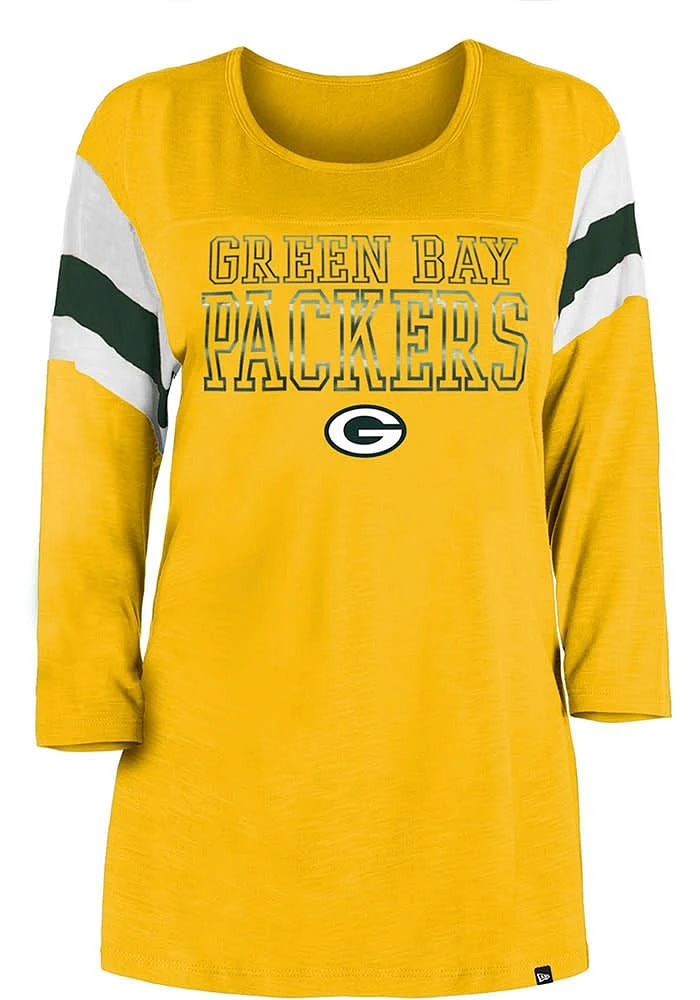 New Era Green Bay Packers Womens Yellow Slub LS Tee