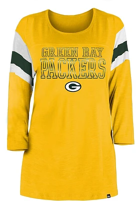 New Era Green Bay Packers Womens Yellow Slub LS Tee