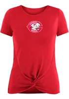 New Era Cincinnati Reds Womens Red Front Twist Design Short Sleeve T-Shirt