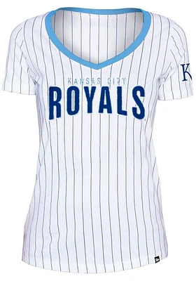 New Era Kansas City Royals Womens White Pinstripe Design Short Sleeve T-Shirt