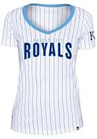 New Era Kansas City Royals Womens White Pinstripe Design Short Sleeve T-Shirt