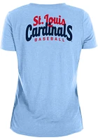 New Era St Louis Cardinals Womens Light Blue Front Twist Short Sleeve T-Shirt
