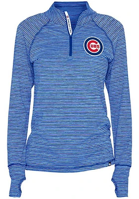 New Era Chicago Cubs Womens Blue Space Dye Qtr Zip Pullover