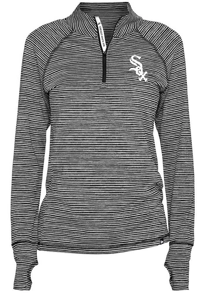 New Era Chicago White Sox Womens Black Space Dye Qtr Zip Pullover