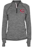 New Era Cincinnati Reds Womens Black Space Dye 1/4 Zip Pullover