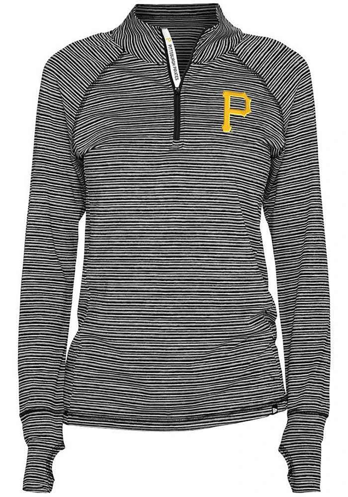 New Era Pittsburgh Pirates Womens Black Space Dye Qtr Zip Pullover