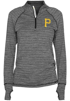 New Era Pittsburgh Pirates Womens Black Space Dye Qtr Zip Pullover