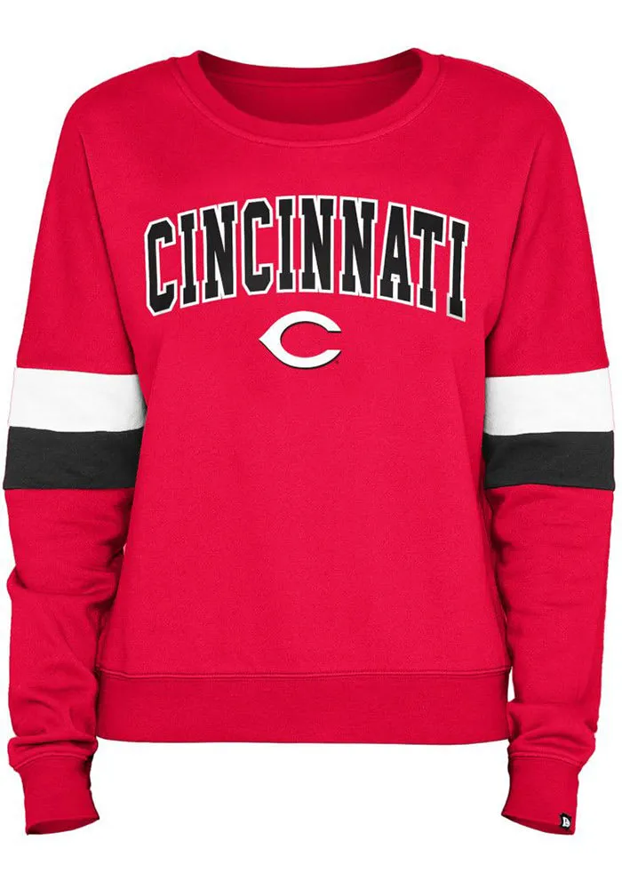 New Era Cincinnati Reds Womens Red Contrast Crew Sweatshirt