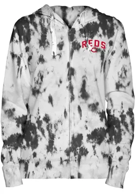 New Era Cincinnati Reds Womens Black Tie-Dye Long Sleeve Full Zip Jacket