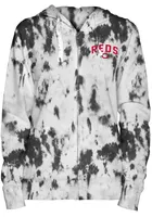 New Era Cincinnati Reds Womens Black Tie-Dye Long Sleeve Full Zip Jacket