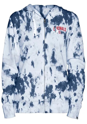 New Era St Louis Cardinals Womens Navy Blue Tie-Dye Long Sleeve Full Zip Jacket