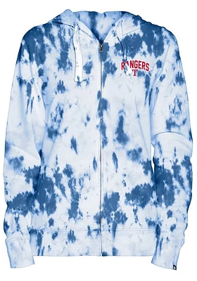 New Era Texas Rangers Womens Blue Tie-Dye Long Sleeve Full Zip Jacket