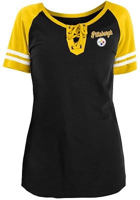 New Era Pittsburgh Steelers Womens Black Raglan Short Sleeve T-Shirt