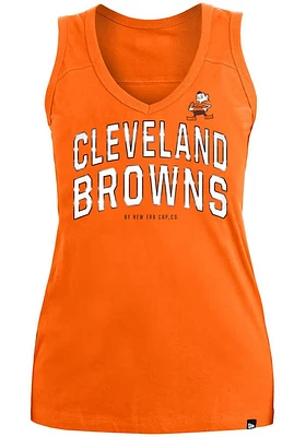 New Era Cleveland Browns Womens Orange Brushed Tank Top