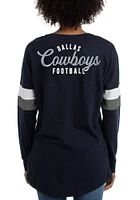 New Era Dallas Cowboys Womens Navy Blue Athletic Detail LS Tee