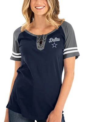 New Era Dallas Cowboys Womens Navy Blue Raglan Short Sleeve T-Shirt