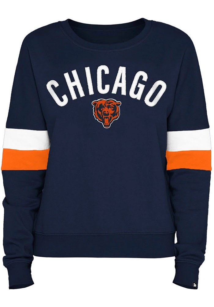 New Era Chicago Bears Womens Navy Blue Contrast Crew Sweatshirt