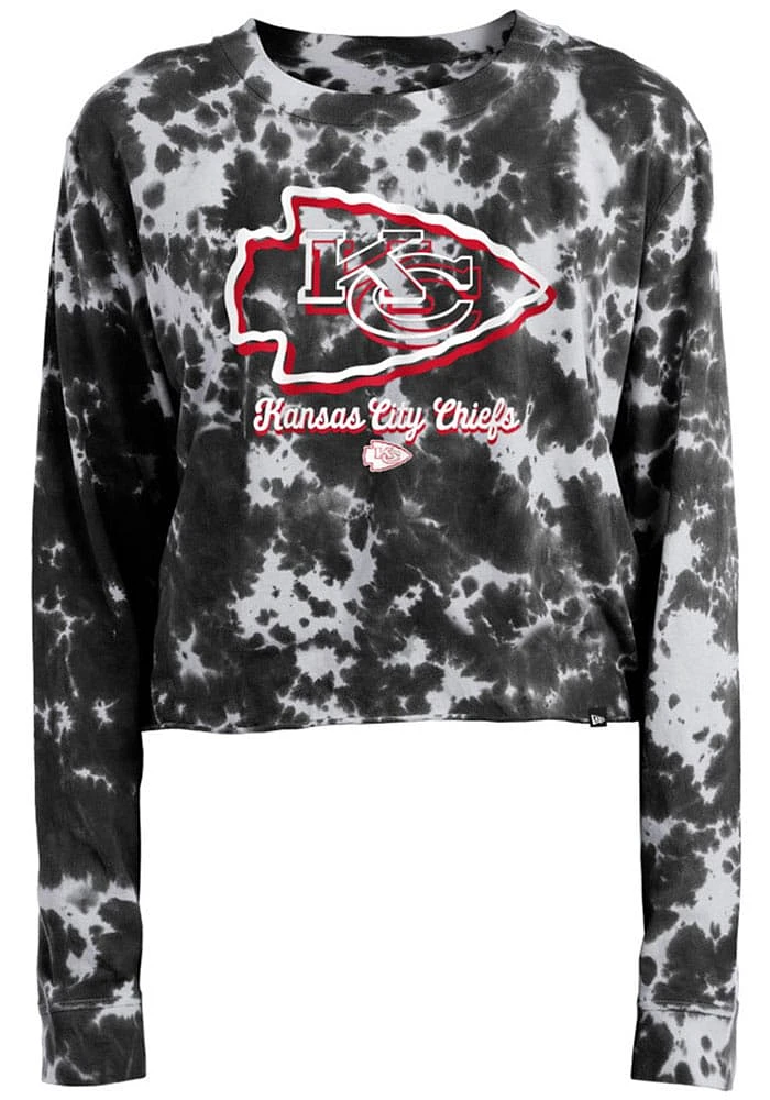 New Era Kansas City Chiefs Womens Black Tie Dye Crew Sweatshirt