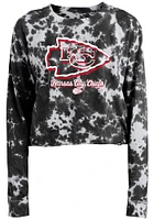 New Era Kansas City Chiefs Womens Black Tie Dye Crew Sweatshirt