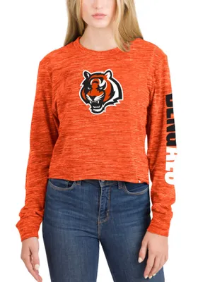 Cincinnati Bengals Womens Orange Space Dye LS Tee