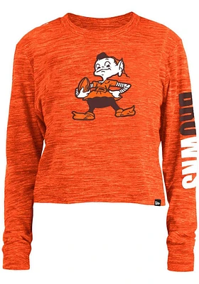 New Era Cleveland Browns Womens Orange Space Dye LS Tee