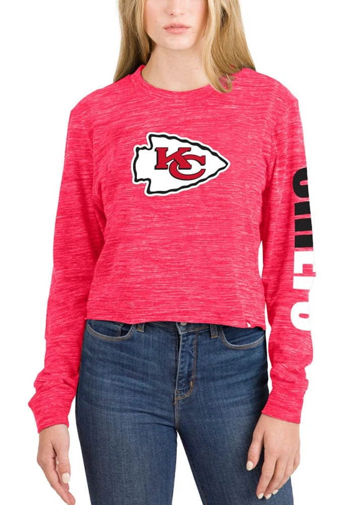 New Era Kansas City Chiefs Womens Red Space Dye Pattern LS Tee
