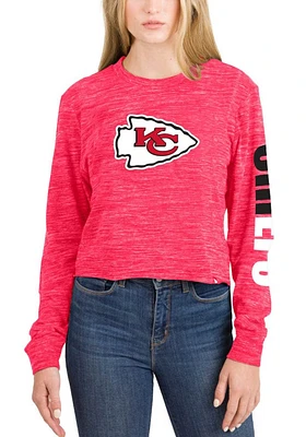 New Era Kansas City Chiefs Womens Red Space Dye Pattern LS Tee