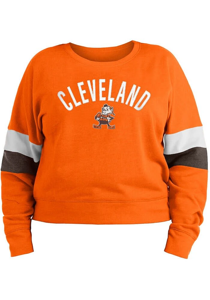 New Era Cleveland Browns Womens Orange Contrast + Crew Sweatshirt