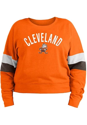 New Era Cleveland Browns Womens Orange Contrast + Crew Sweatshirt