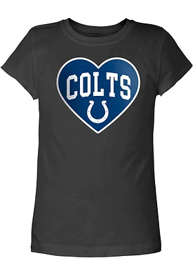 New Era Indianapolis Colts Girls Black Big Heart Short Sleeve Tee