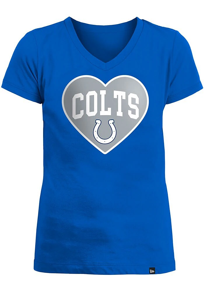 New Era Indianapolis Colts Girls Blue Big Heart Short Sleeve Fashion T-Shirt