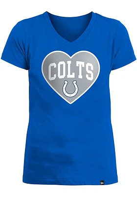 New Era Indianapolis Colts Girls Blue Big Heart Short Sleeve Fashion T-Shirt