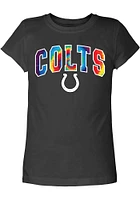 New Era Indianapolis Colts Girls Black Tie Dye Wordmark Short Sleeve Tee