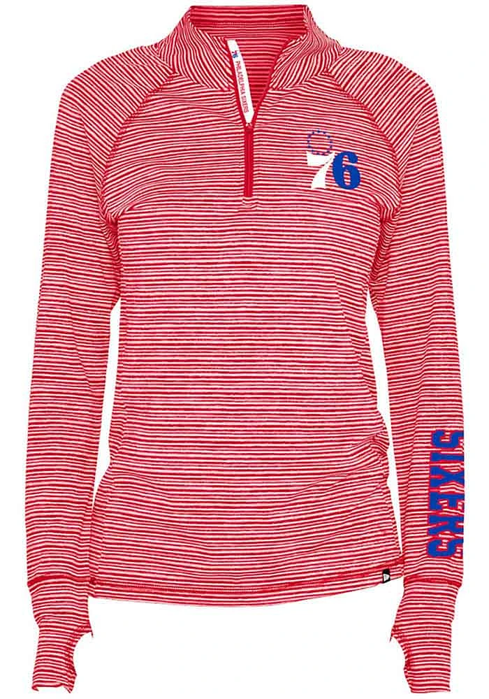 New Era Philadelphia 76ers Womens Red Space Dye Qtr Zip Pullover