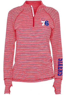 New Era Philadelphia 76ers Womens Red Space Dye Qtr Zip Pullover