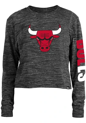 New Era Chicago Bulls Womens Black Space Dye LS Tee