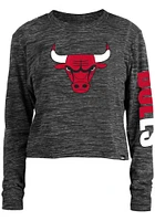 New Era Chicago Bulls Womens Black Space Dye LS Tee